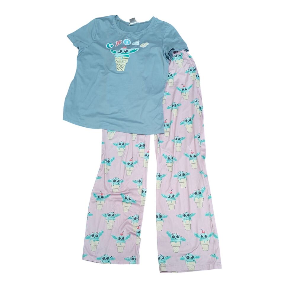 Munki Munki Star Wars Slumber Baby Yoda Grogu Ice Cream Pajama Womens M/L